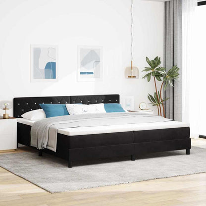 LED Boxspringbett mit Kopfteil Schwarz 200 x 200 cm Samt