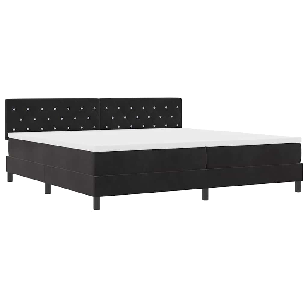 LED Boxspringbett mit Kopfteil Schwarz 200 x 200 cm Samt