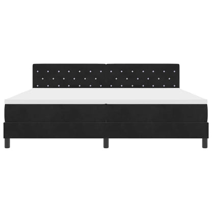 LED Boxspringbett mit Kopfteil Schwarz 200 x 200 cm Samt