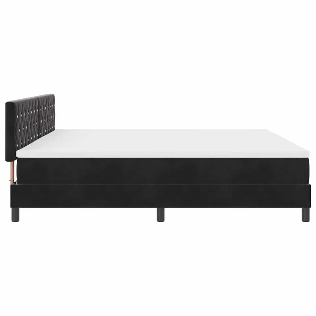 LED Boxspringbett mit Kopfteil Schwarz 200 x 200 cm Samt