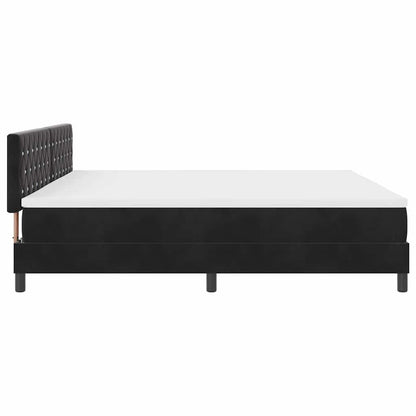 LED Boxspringbett mit Kopfteil Schwarz 200 x 200 cm Samt