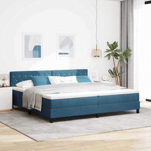 Boxspringbett mit Kopfteil Dunkelblau 200 x 200 cm Samt