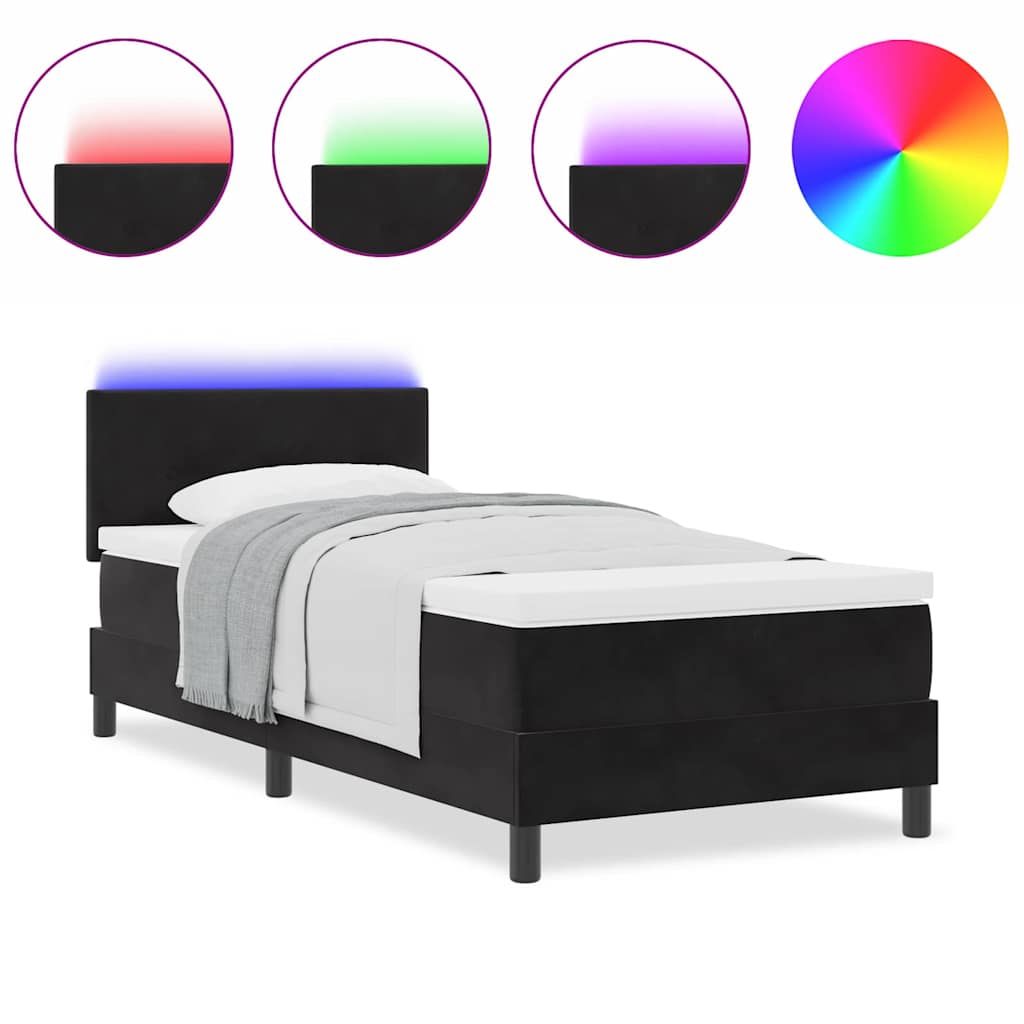 Boxspringbett mit Matratze Schwarz 90 x 190 cm Samt