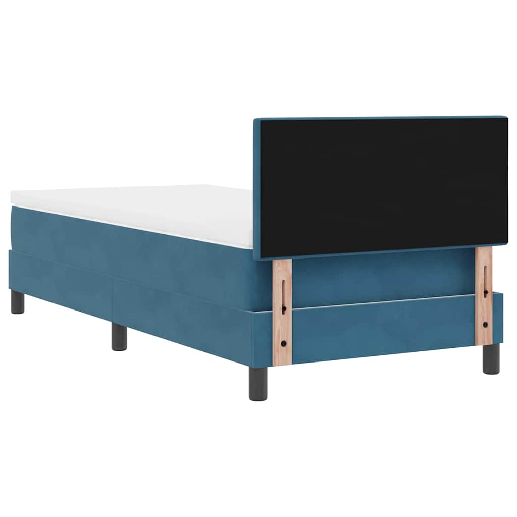 LED Boxspringbett mit Kopfteil Dunkelblau 90 x 190 cm Samt