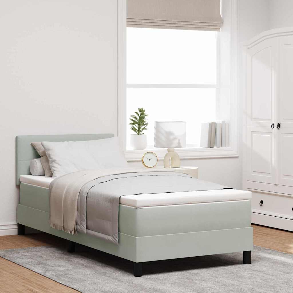 LED Boxspringbett mit Kopfteil Hellgrau 100 x 200 cm Samt