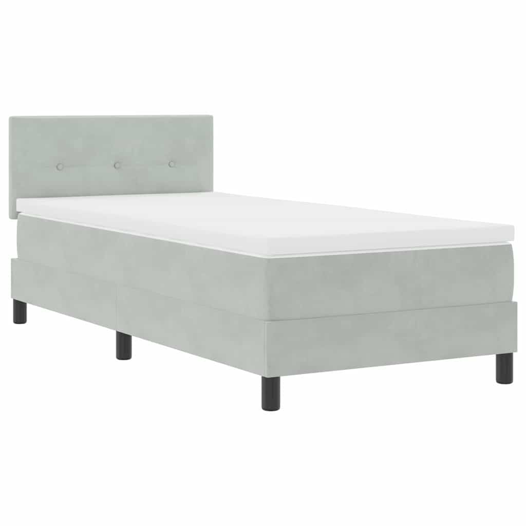LED Boxspringbett mit Kopfteil Hellgrau 100 x 200 cm Samt