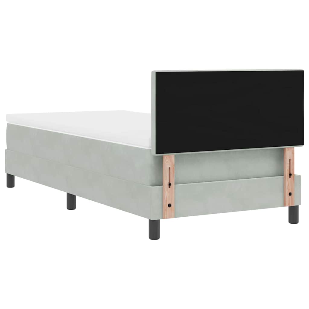 LED Boxspringbett mit Kopfteil Hellgrau 100 x 200 cm Samt