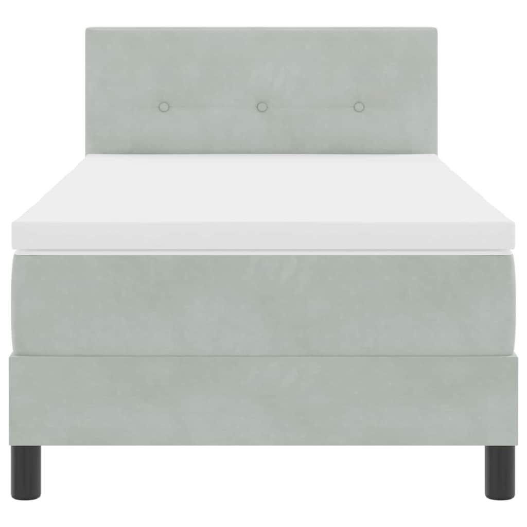 LED Boxspringbett mit Kopfteil Hellgrau 100 x 200 cm Samt