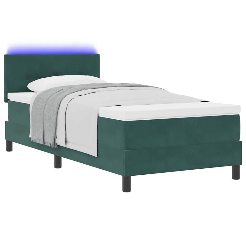 Boxspringbett mit Kopfteil Dunkelgrün 100 x 200 cm Samt