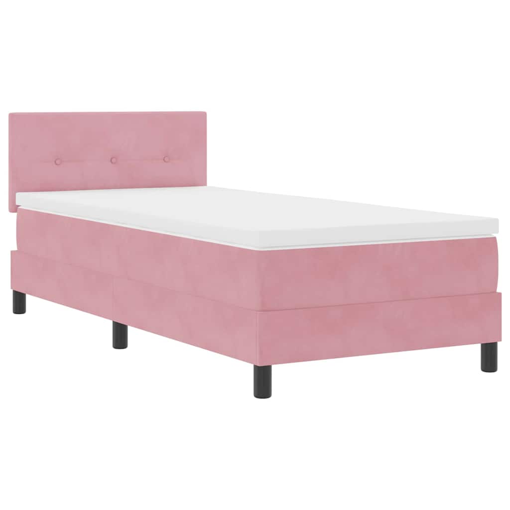 LED Boxspringbett mit LED-Lichtleisten Rosa 100 x 200 cm Samt