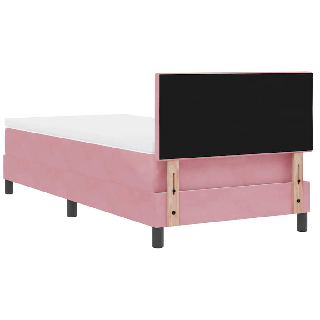 LED Boxspringbett mit LED-Lichtleisten Rosa 100 x 200 cm Samt