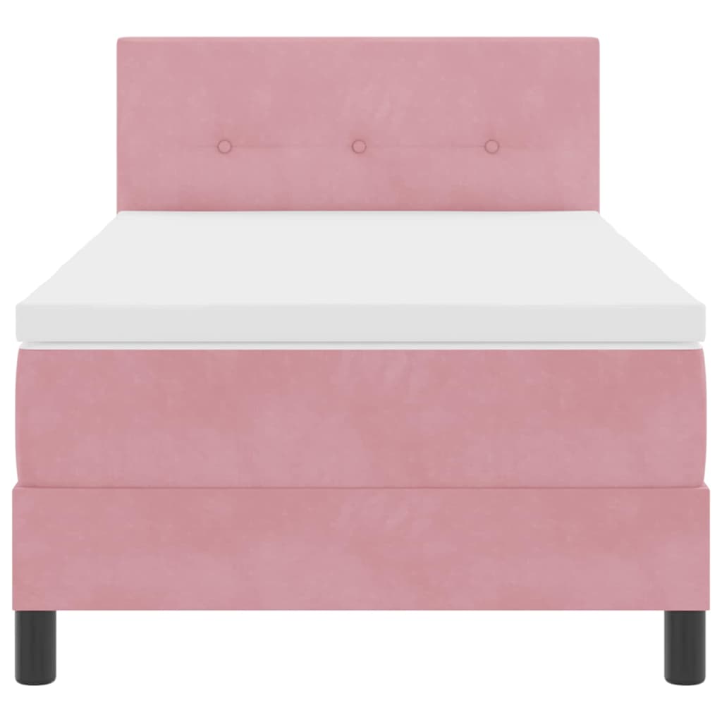 LED Boxspringbett mit LED-Lichtleisten Rosa 100 x 200 cm Samt