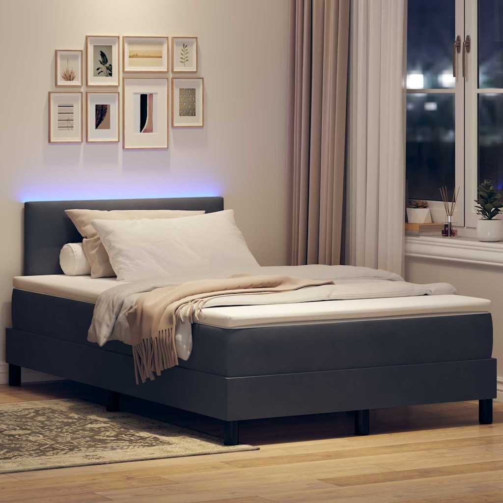 LED Boxspringbett mit Kopfteil Dunkelgrau 120 x 190 cm Samt