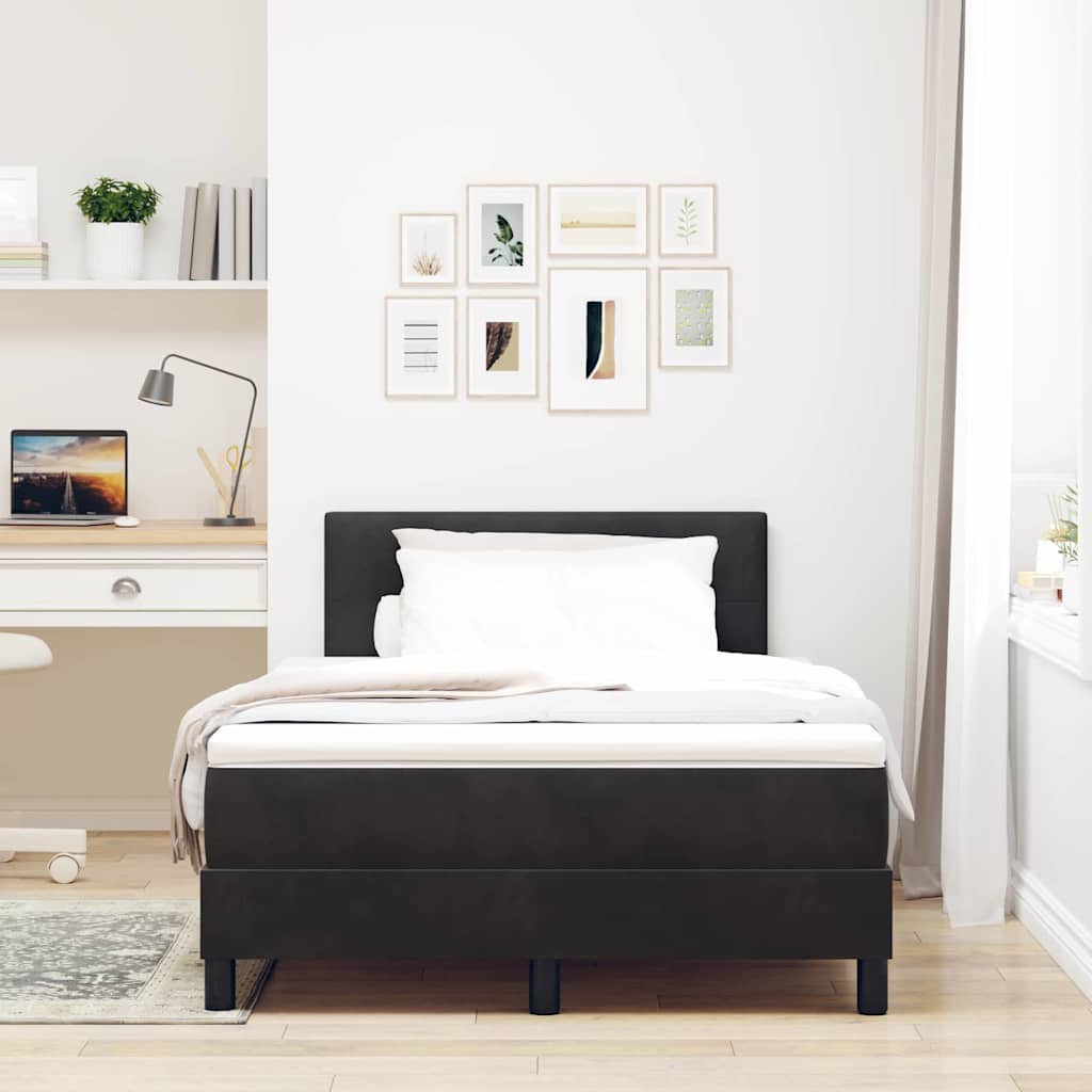 Boxspringbett mit Kopfteil Schwarz 120 x 190 cm Samt
