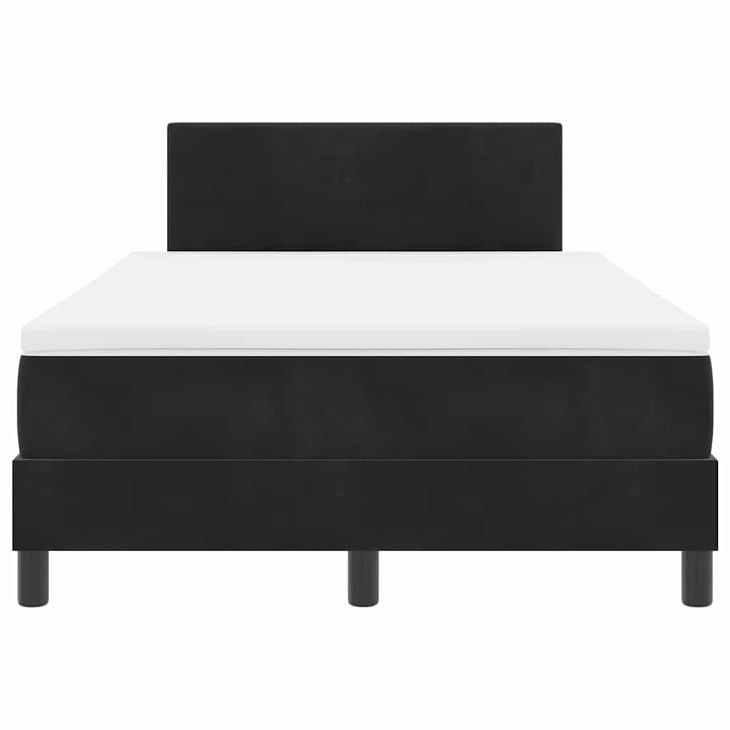LED Boxspringbett mit Matratze Schwarz 120 x 190 cm Samt