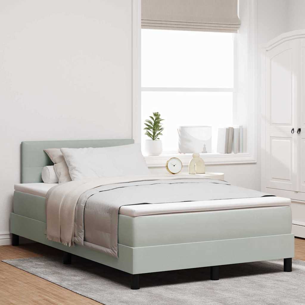 LED Boxspringbett mit Kopfteil Hellgrau 120 x 200 cm Samt