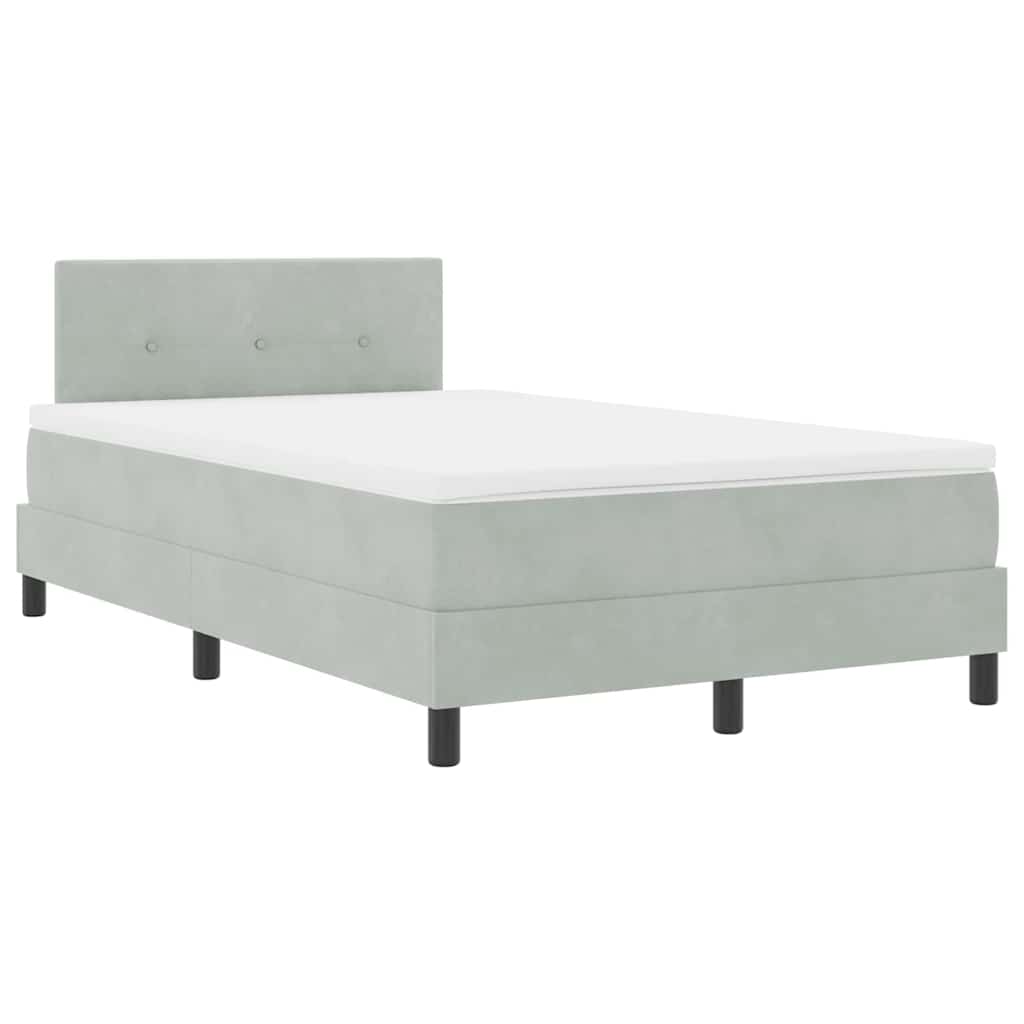 LED Boxspringbett mit Kopfteil Hellgrau 120 x 200 cm Samt