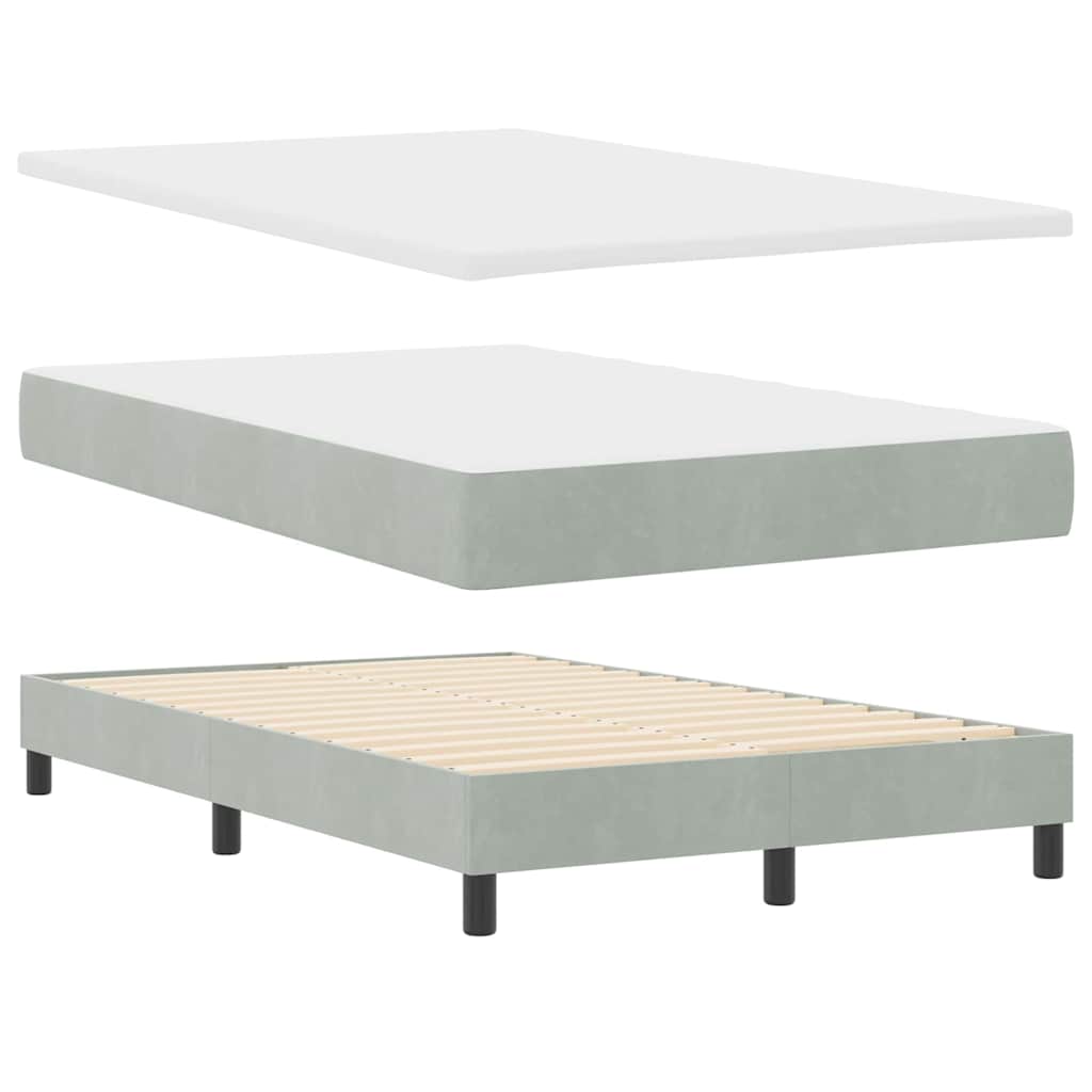 LED Boxspringbett mit Kopfteil Hellgrau 120 x 200 cm Samt