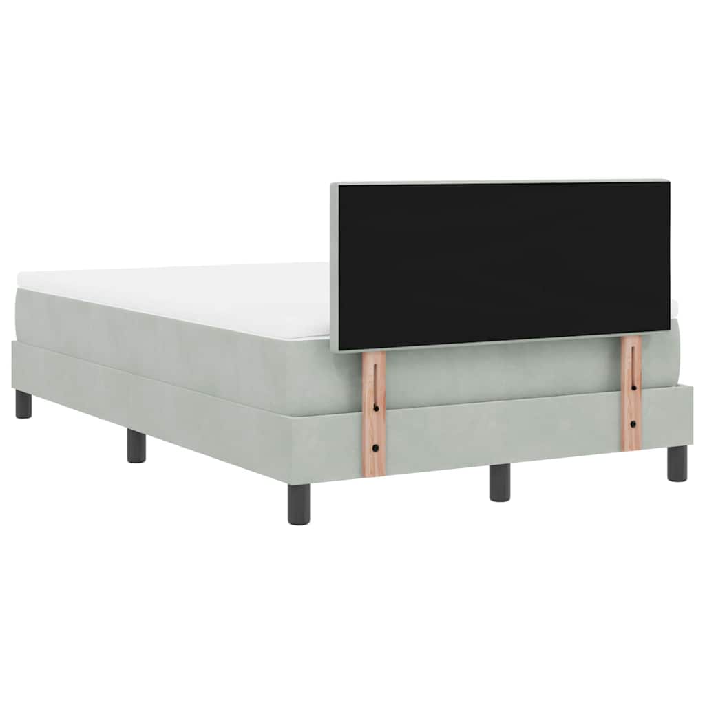 Boxspringbett mit Kopfteil Hellgrau 120 x 200 cm Samt