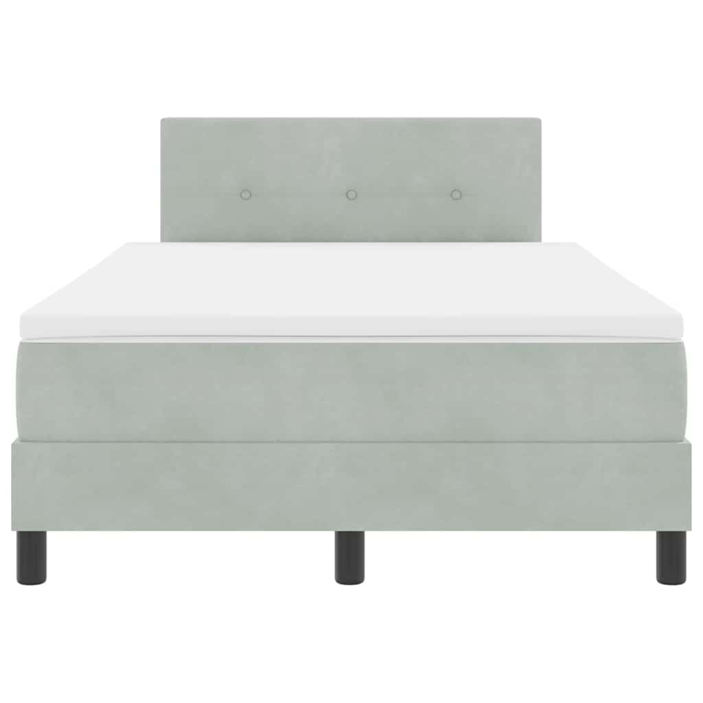 LED Boxspringbett mit Kopfteil Hellgrau 120 x 200 cm Samt