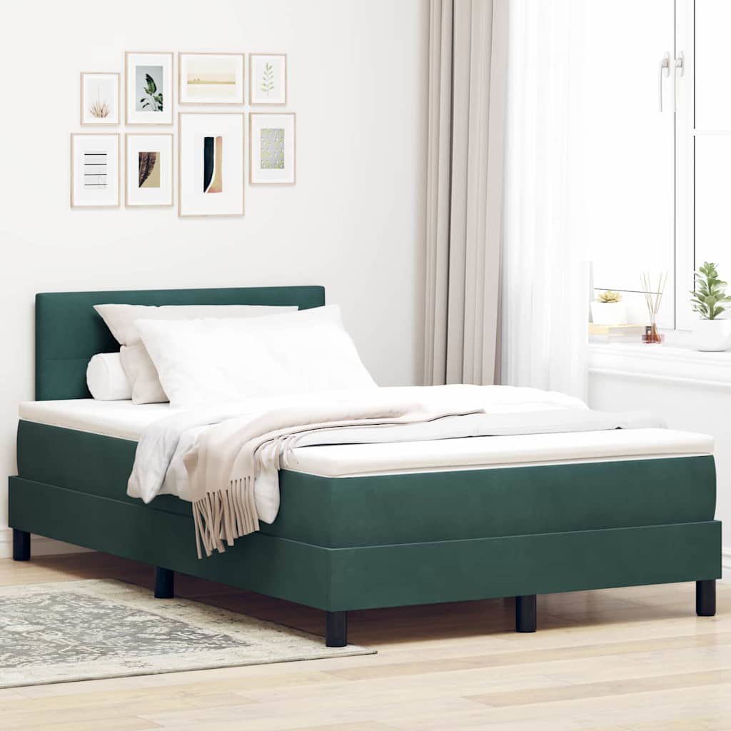 Boxspringbett mit Kopfteil Dunkelgrün 120 x 200 cm Samt