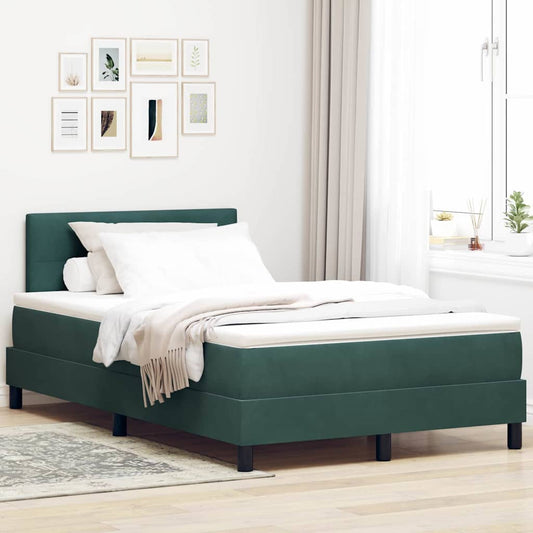 Boxspringbett mit Kopfteil Dunkelgrün 120 x 200 cm Samt