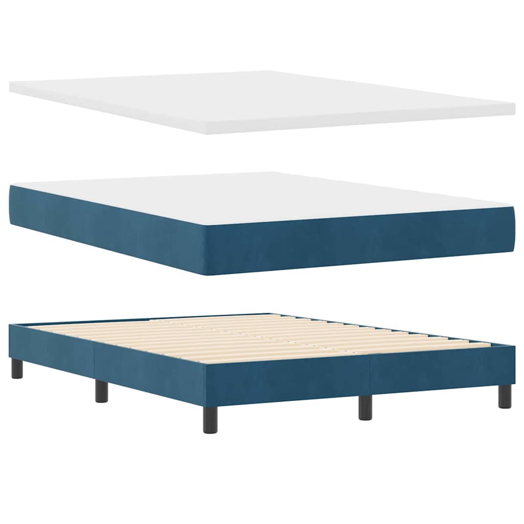 LED Boxspringbett mit Kopfteil Dunkelblau 140 x 190 cm Samt