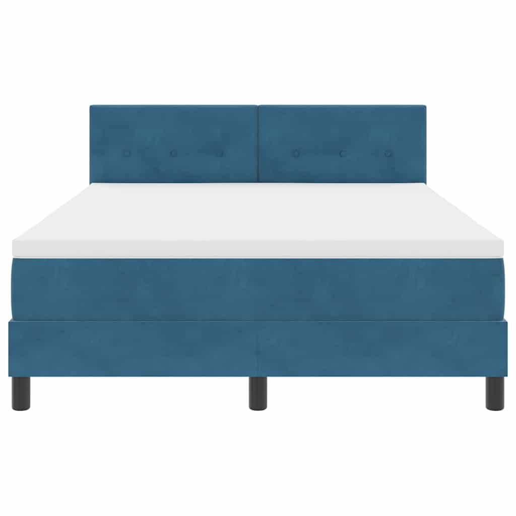LED Boxspringbett mit Kopfteil Dunkelblau 140 x 190 cm Samt