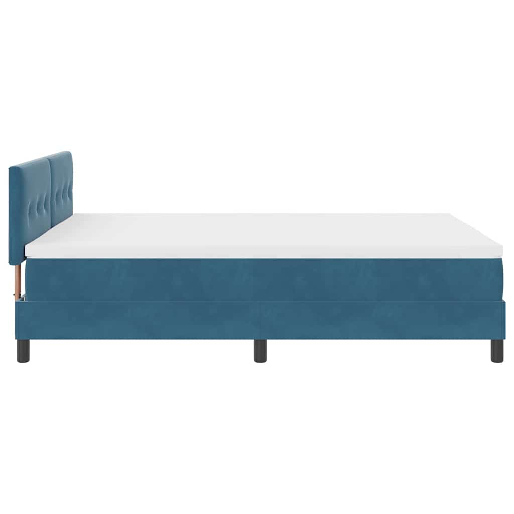 LED Boxspringbett mit Kopfteil Dunkelblau 140 x 190 cm Samt