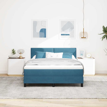 LED Boxspringbett mit Kopfteil Dunkelblau 140 x 200 cm Samt