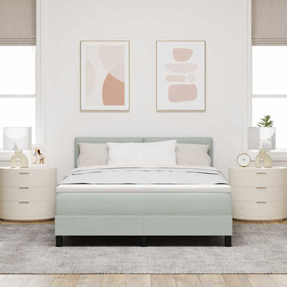 LED Boxspringbett mit Kopfteil Hellgrau 160 x 200 cm Samt