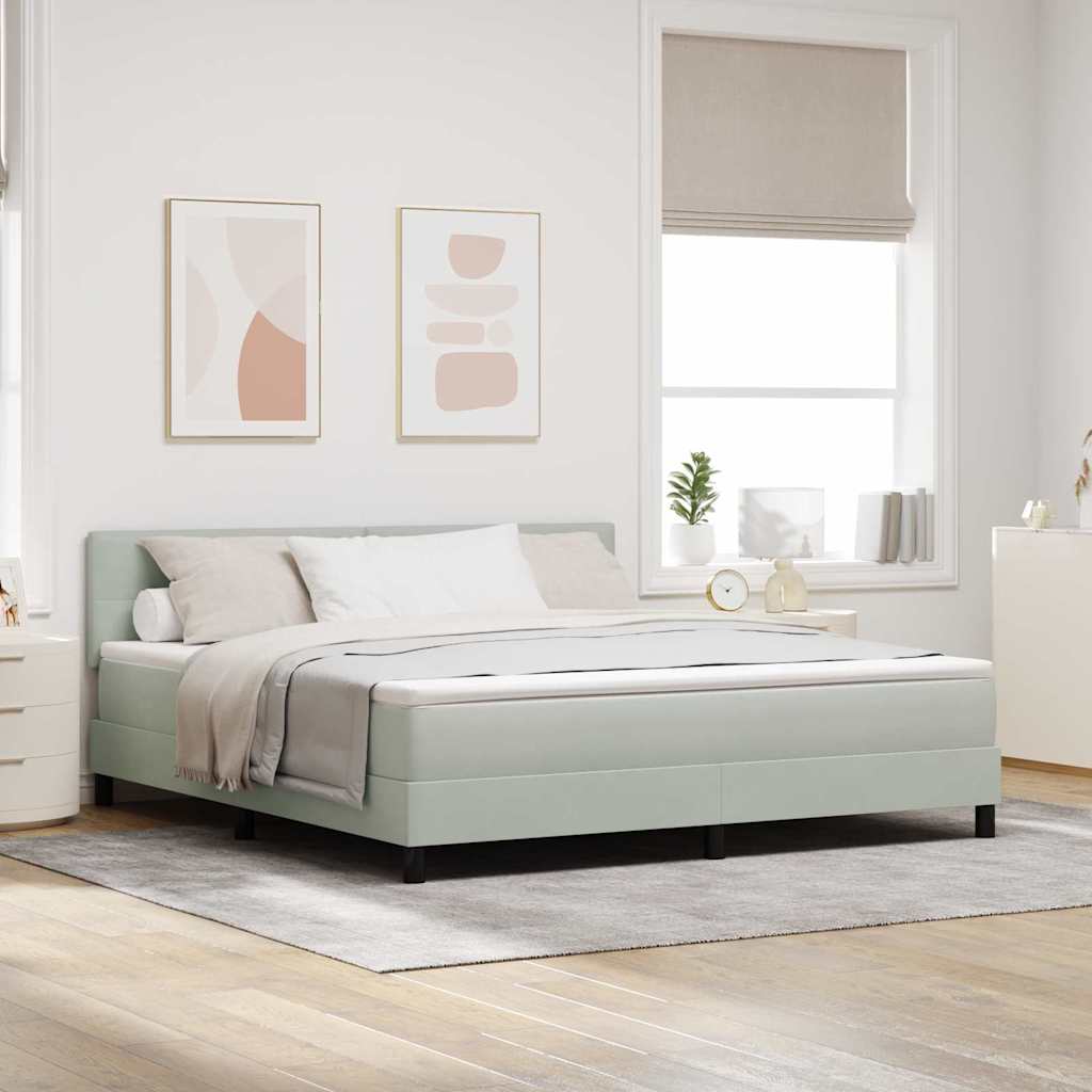 LED Boxspringbett mit Kopfteil Hellgrau 180 x 200 cm Samt