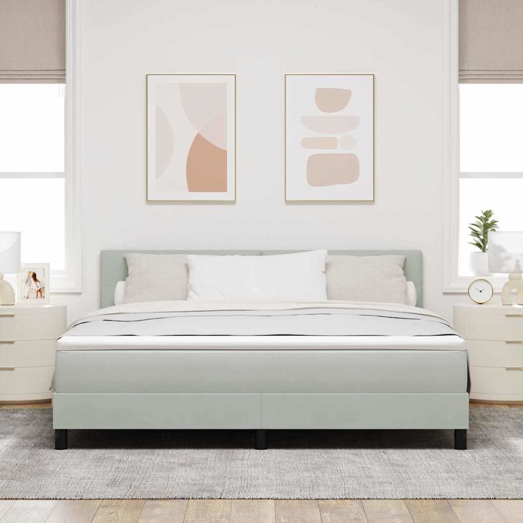 LED Boxspringbett mit Kopfteil Hellgrau 180 x 200 cm Samt