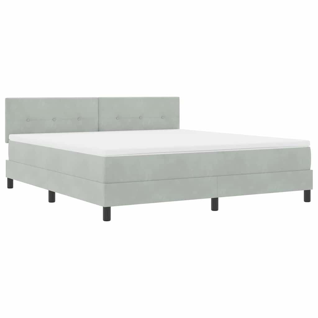 LED Boxspringbett mit Kopfteil Hellgrau 180 x 200 cm Samt