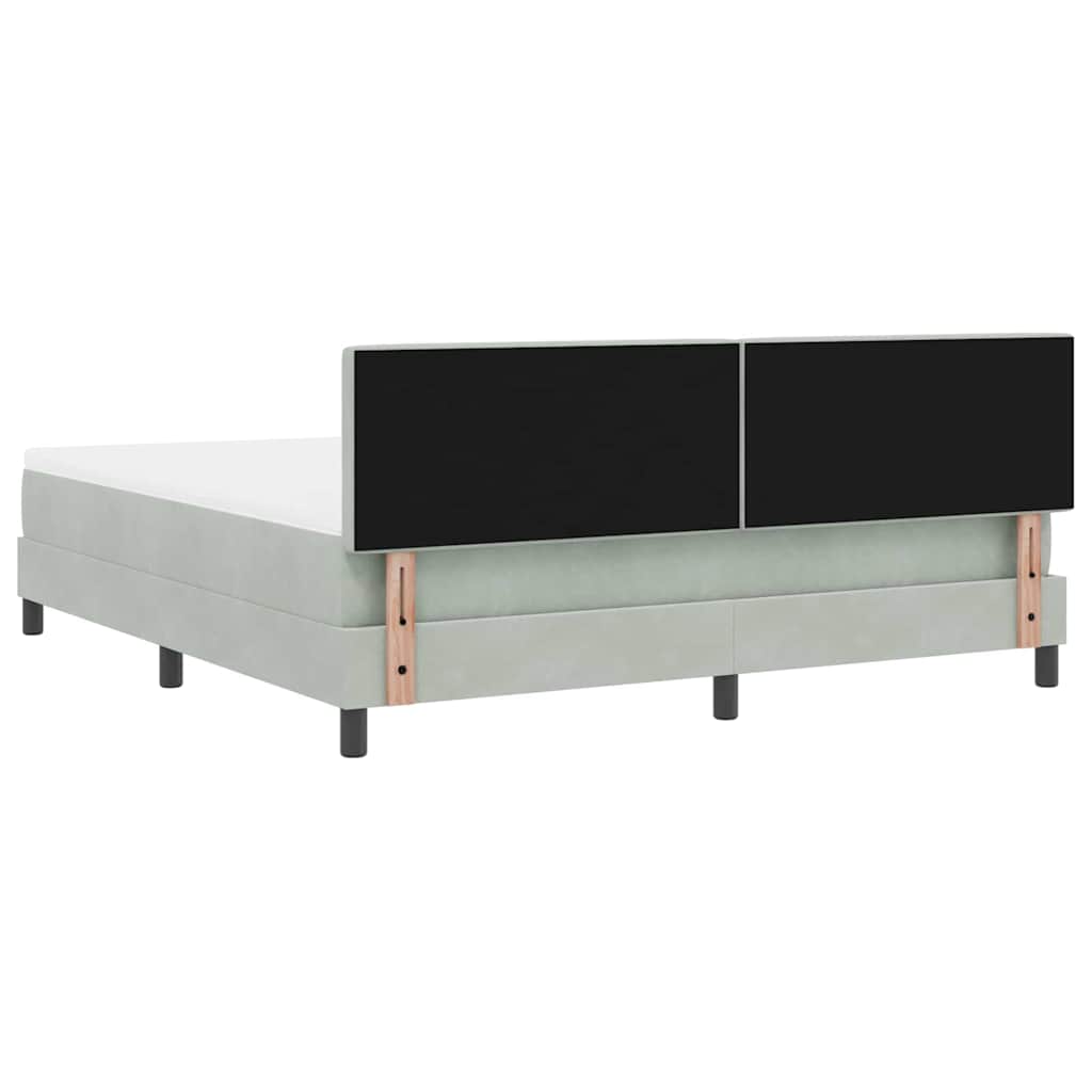 LED Boxspringbett mit Kopfteil Hellgrau 180 x 200 cm Samt