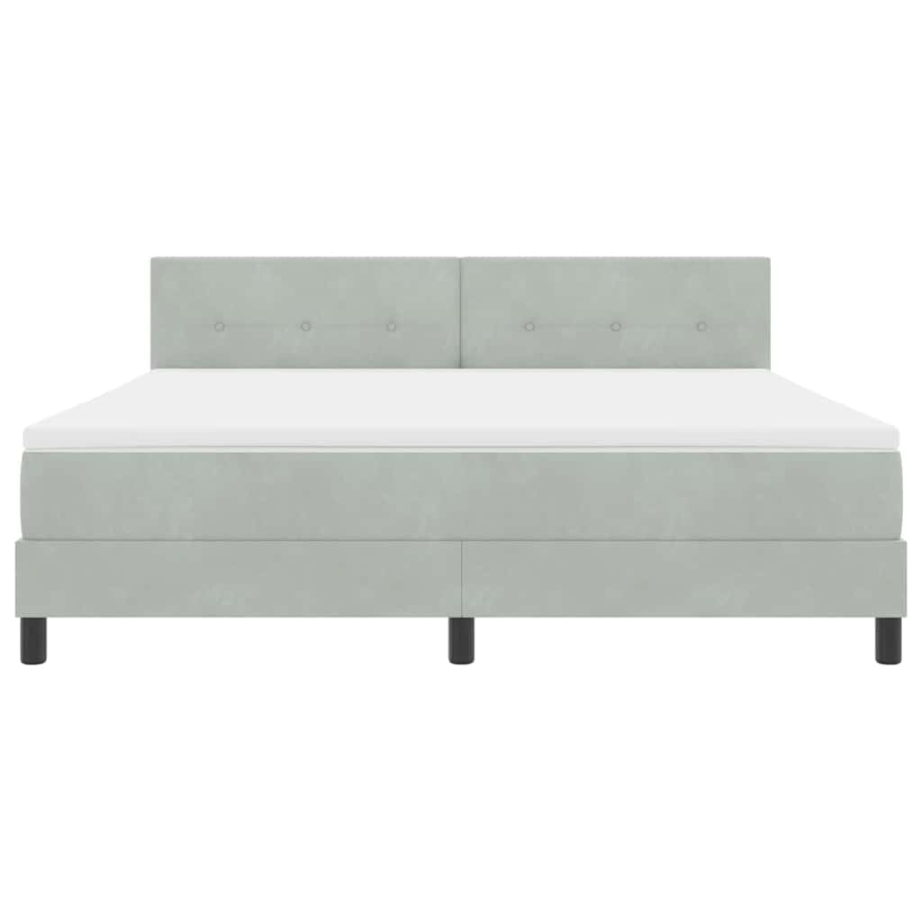 LED Boxspringbett mit Kopfteil Hellgrau 180 x 200 cm Samt