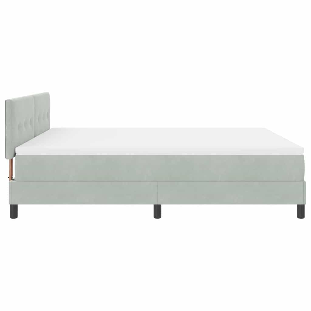 LED Boxspringbett mit Kopfteil Hellgrau 180 x 200 cm Samt