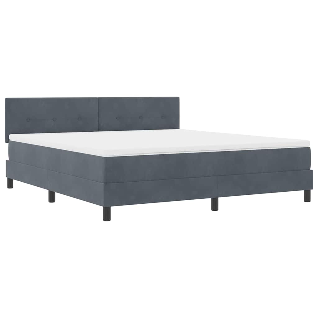 LED Boxspringbett mit Matratze Dunkelgrau 180 x 200 cm Samt