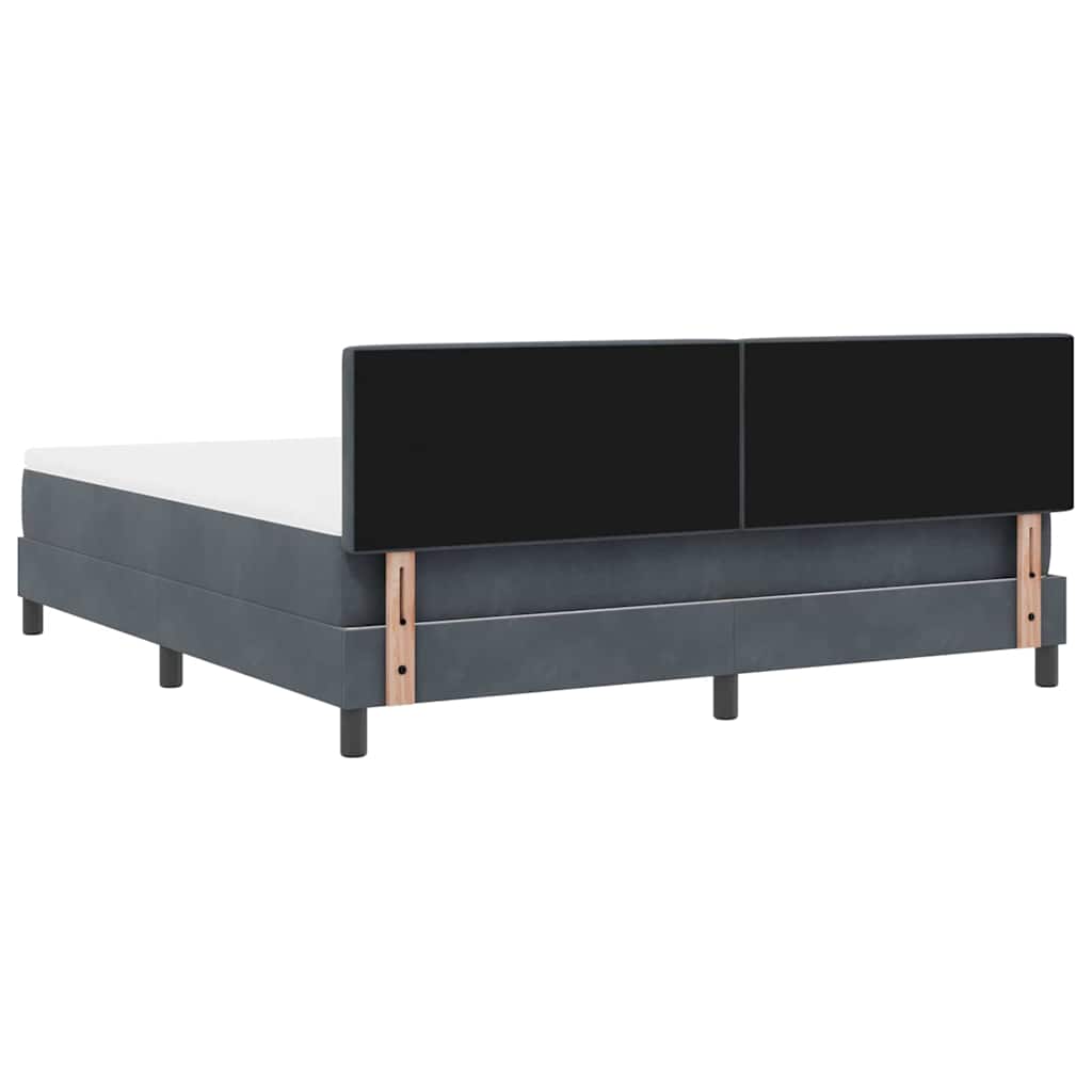LED Boxspringbett mit Matratze Dunkelgrau 180 x 200 cm Samt