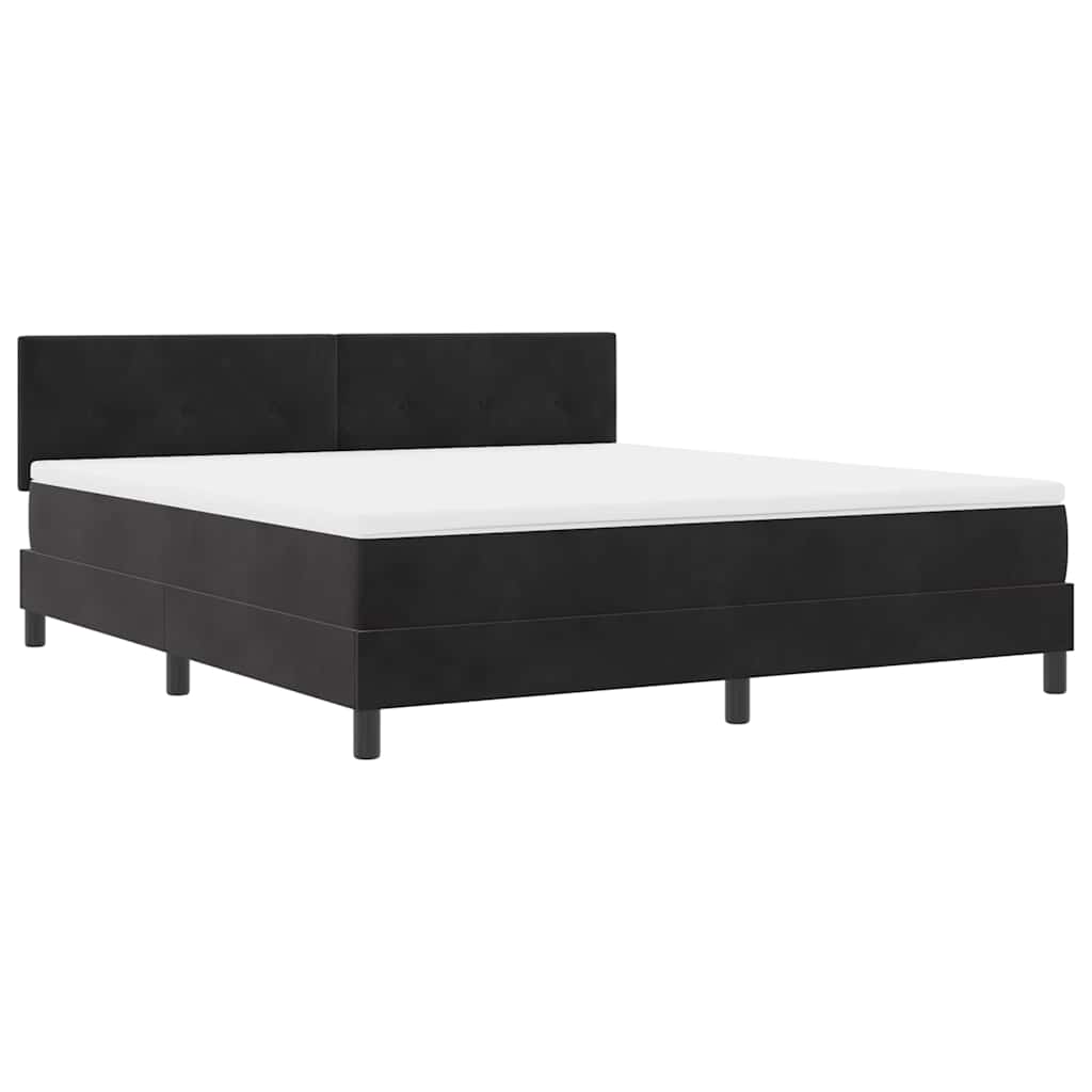 LED Boxspringbett mit Matratze Schwarz 180 x 200 cm Samt