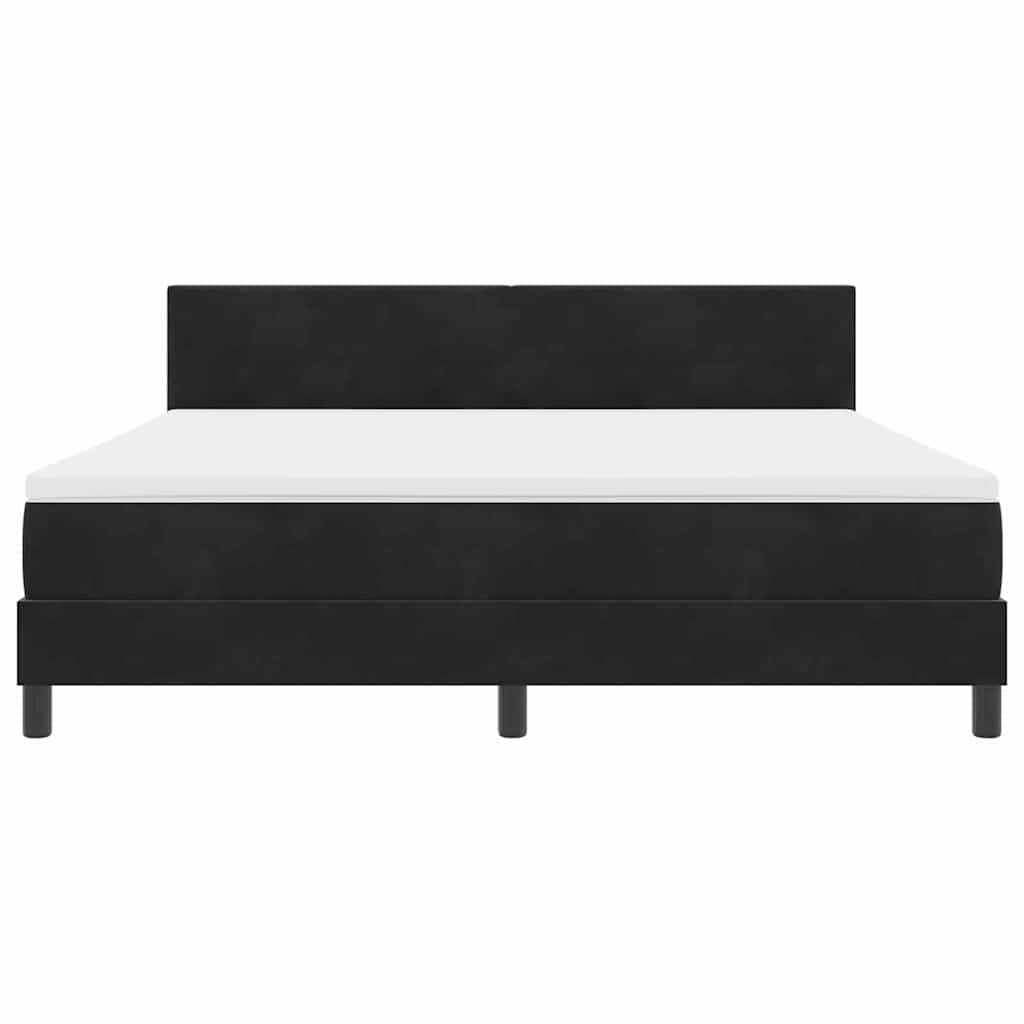 LED Boxspringbett mit Matratze Schwarz 180 x 200 cm Samt