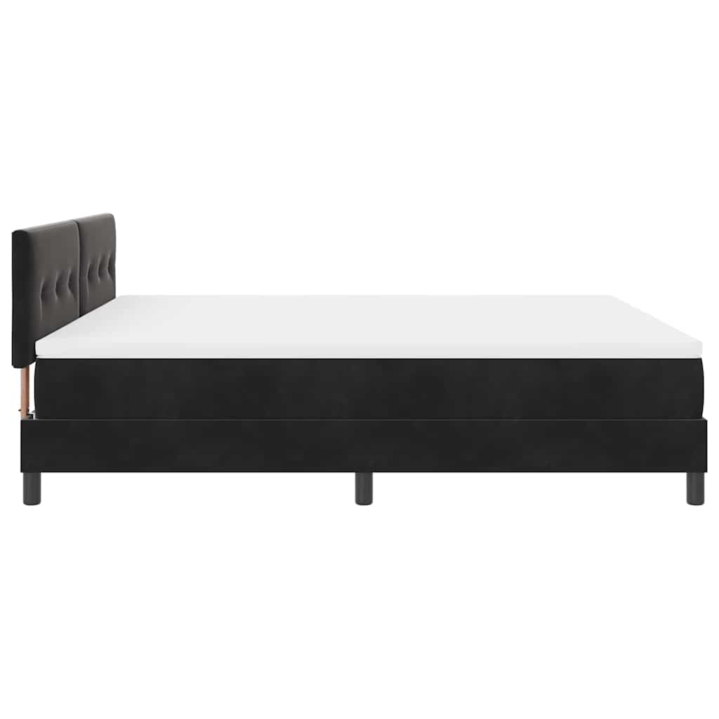 LED Boxspringbett mit Matratze Schwarz 180 x 200 cm Samt
