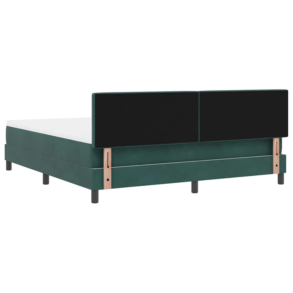 LED Boxspringbett mit Matratze Dunkelgrün 180 x 200 cm Samt
