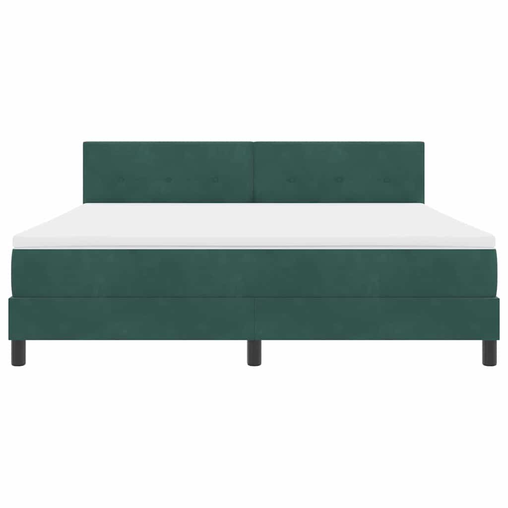 LED Boxspringbett mit Matratze Dunkelgrün 180 x 200 cm Samt