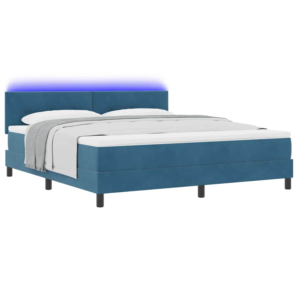 LED Boxspringbett mit Kopfteil Dunkelblau 180 x 200 cm Samt