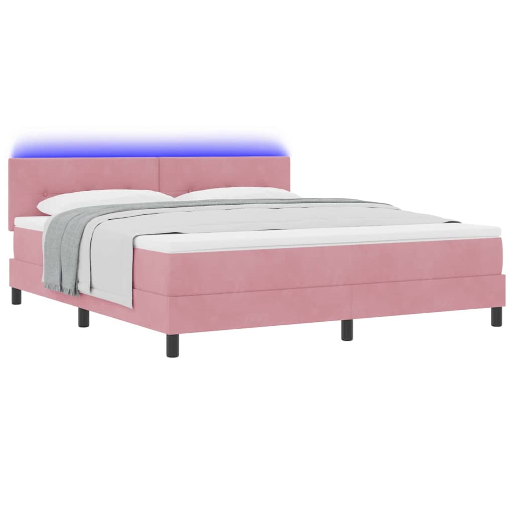 LED Boxspringbett mit Kopfteil Rosa 180 x 200 cm Samt