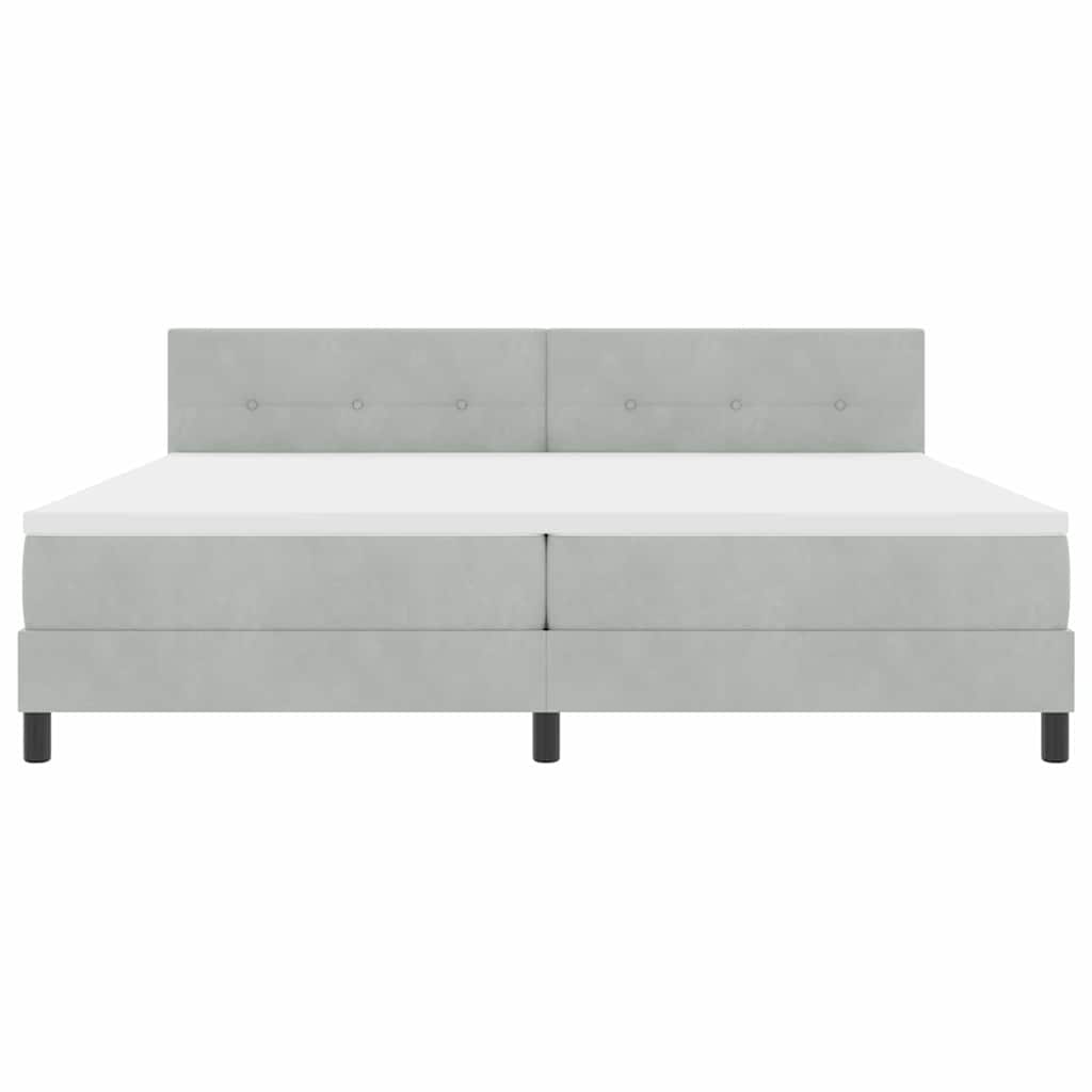 Boxspringbett mit Kopfteil Hellgrau 200 x 200 cm Samt