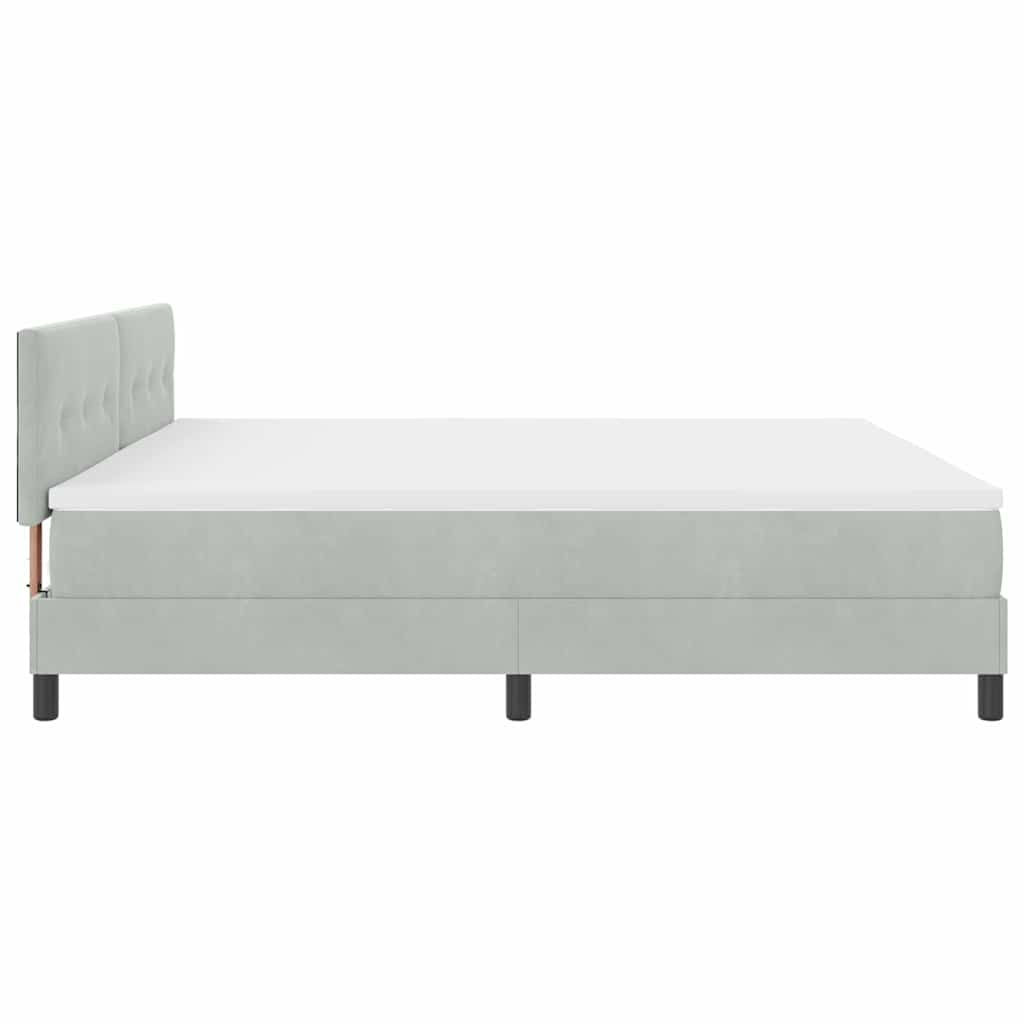 Boxspringbett mit Kopfteil Hellgrau 200 x 200 cm Samt