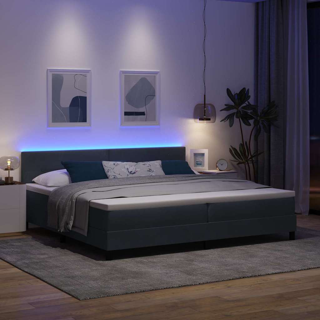Boxspringbett mit Kopfteil Dunkelgrau 200 x 200 cm Samt