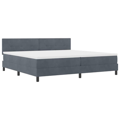 LED Boxspringbett mit Kopfteil Dunkelgrau 200 x 200 cm Samt